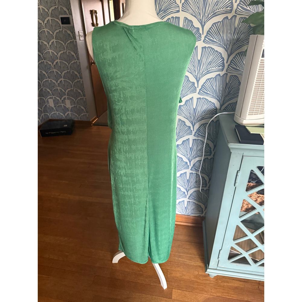 PRETTYLITTLETHINGS Ruched Green Shimmer Cut-Out Tank Dress Sz. 18 - Picture 4 of 9